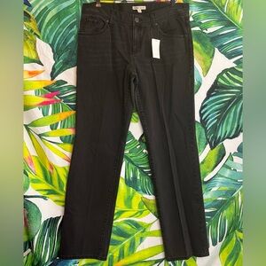 NWT Cabi 10 Distressed Faded Black Straight Leg Slouchy Denim School Jeans